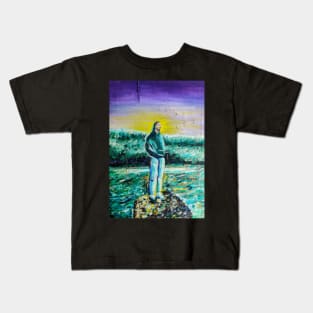 Sitting on a Rock painting Kids T-Shirt